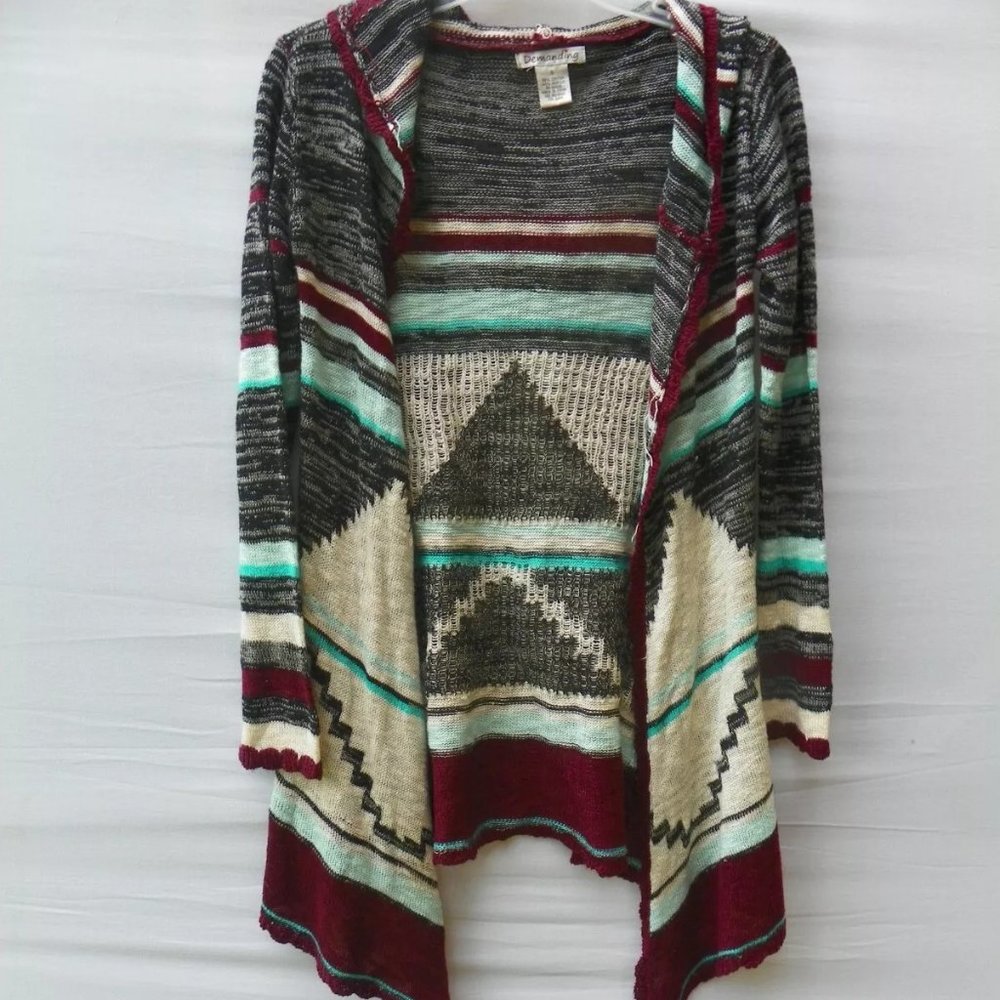 Demanding Women's Size Small S Coloful Tribal Hooded Sweater Q6